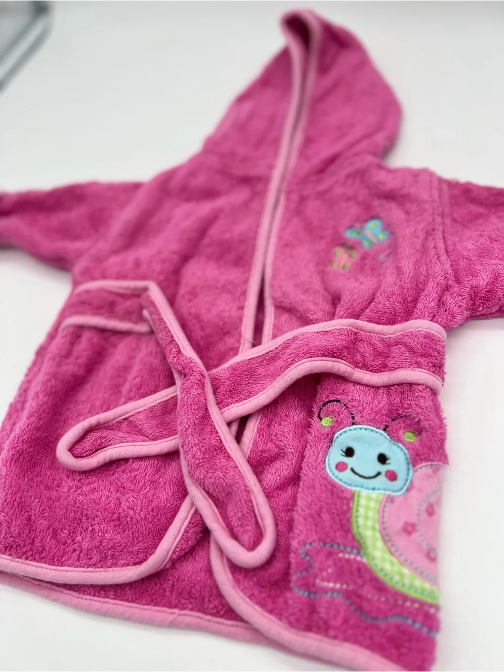 Koala Baby Pink Girl  French Terry Bathrobe 0-9 Months Snail Butterflies Cotton
